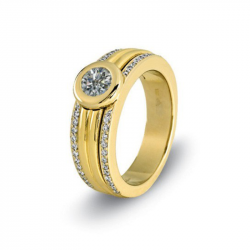 Bicolor gouden alliance ring met as in diamant, herinneringsdiamant 6025B}