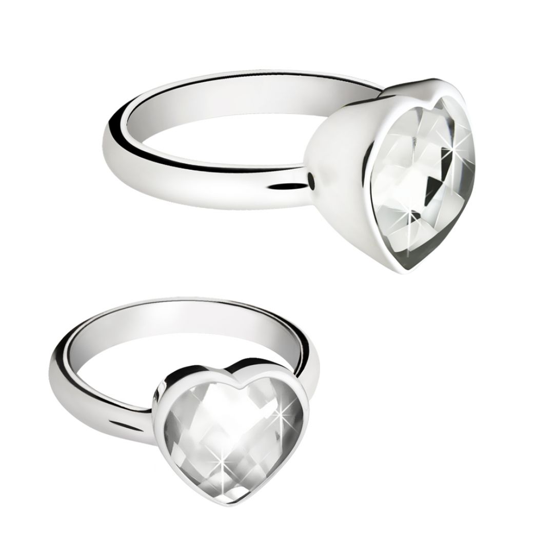 Damesring in een hartvorm met bergkristal zilver 570