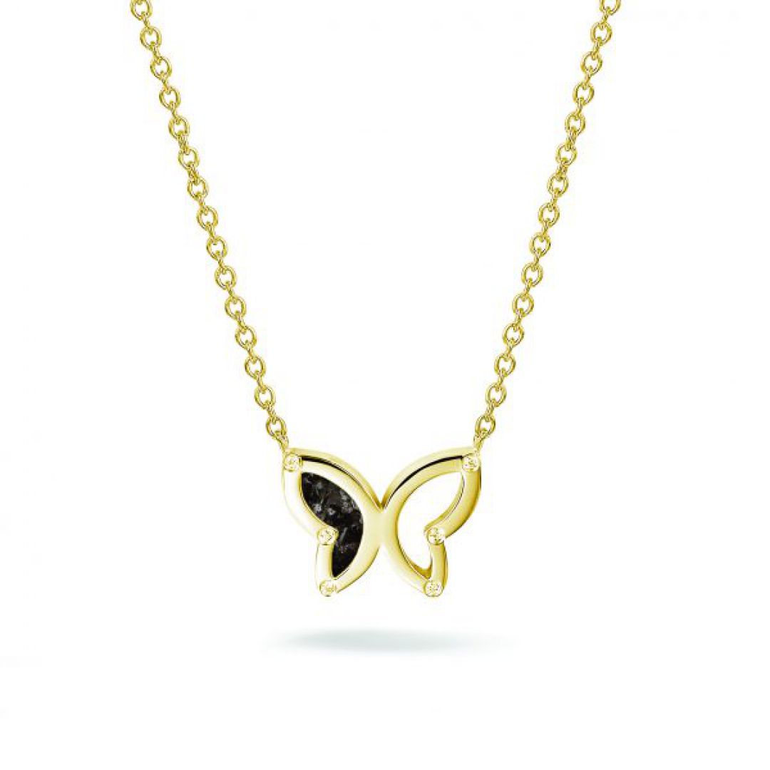 Geel vergulde vlindervormige ashanger met zirkonia's - 606 SG