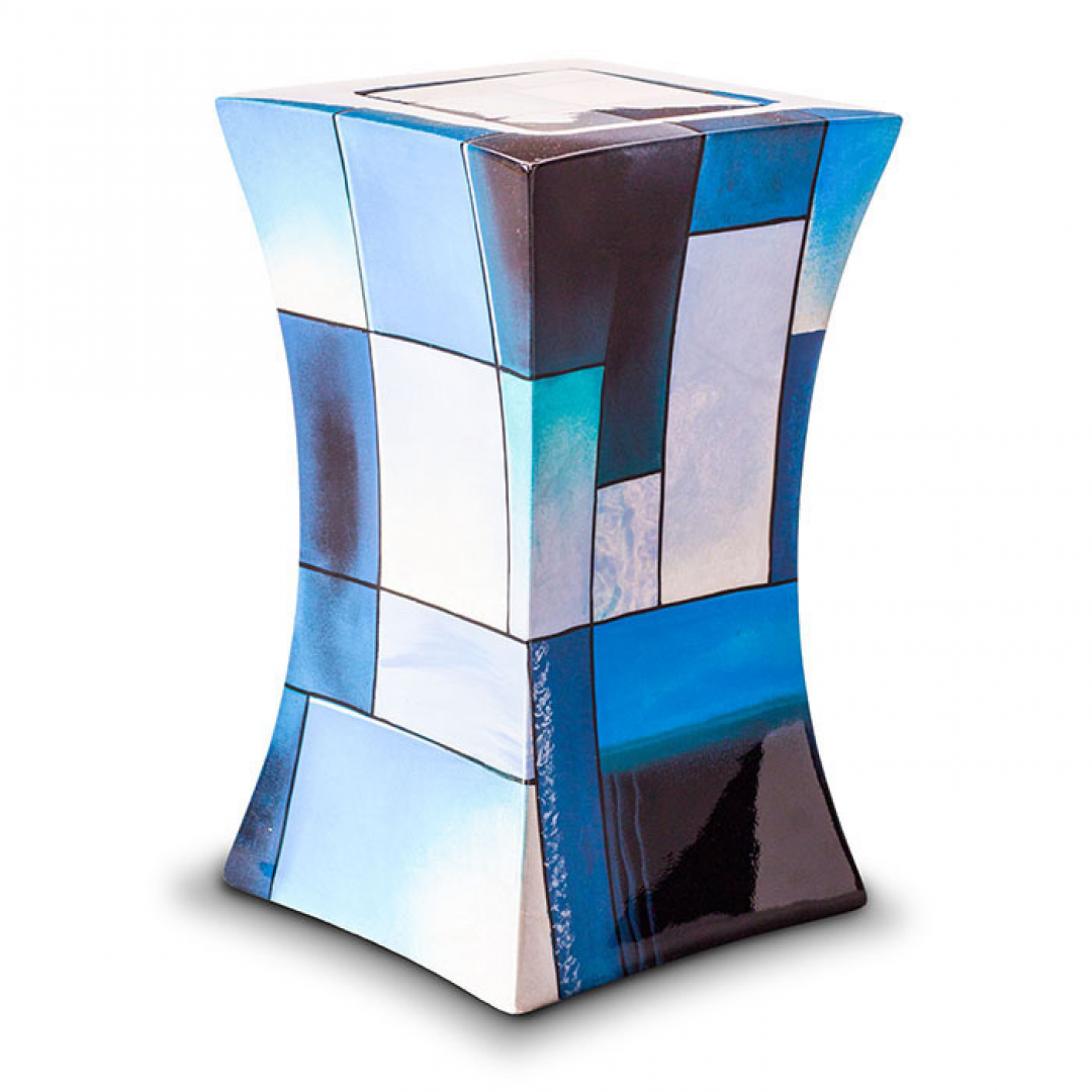 Glasfiber urn modern blauw GFU220