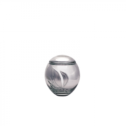Glazen mini urn zilver met bloem GU123K}