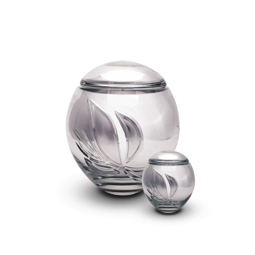 Glazen mini urn zilver met bloem GU123K