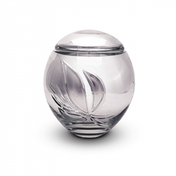 Glazen urn zilver met bloem GU023}