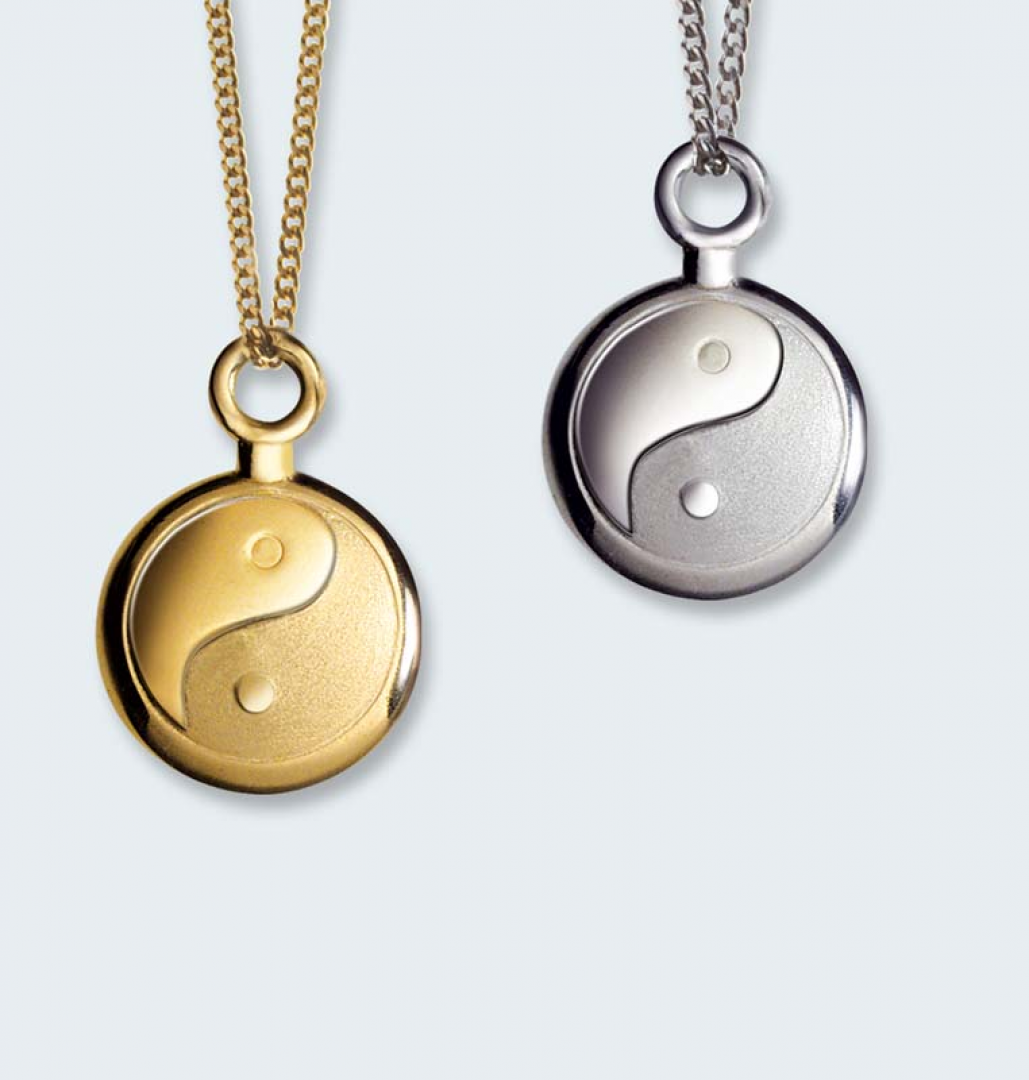 Gouden ashanger rond bol yin yang in goud 219 GYY