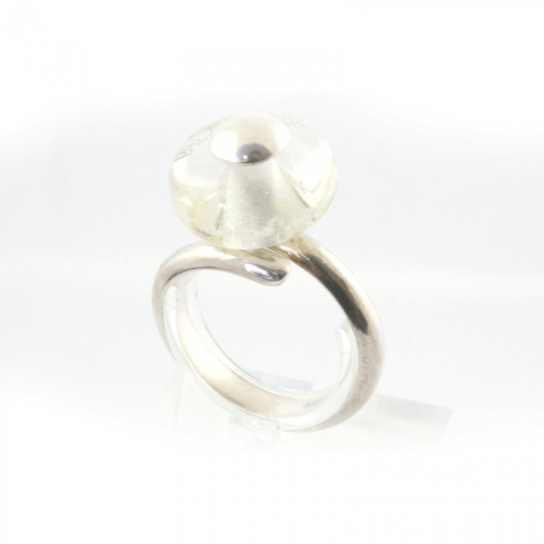 Zilveren ring met glazen askraal in diverse kleuren- HIG-IrisR