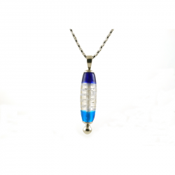 Langwerpige glazen ashanger - HIG-T-0712 turquoise/cobalt blauw}