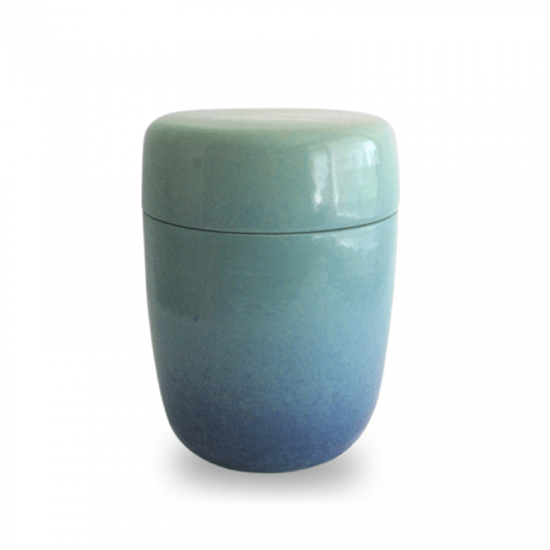 Keramiek cilinder urn met kleuren nevel UV15-4-1