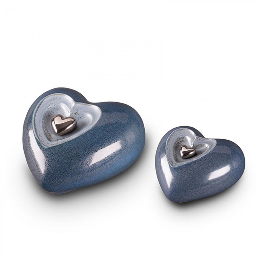 Keramiek hart mini urn blauw KU011S