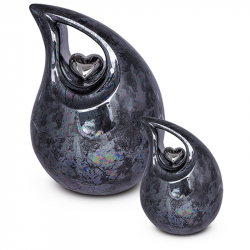 Keramiek traan medium urn gekleurd met hart in zilver KU007M (medium)}