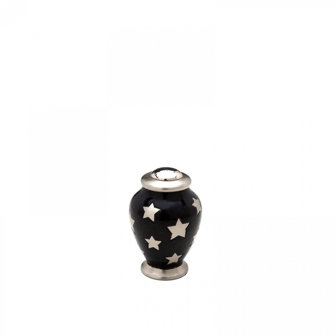 UITVERKOCHT Messing mini urn zwart met sterren HU404K