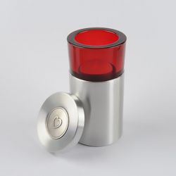 Waxinelichthouder mini urn rond met hartendeksel 120mm