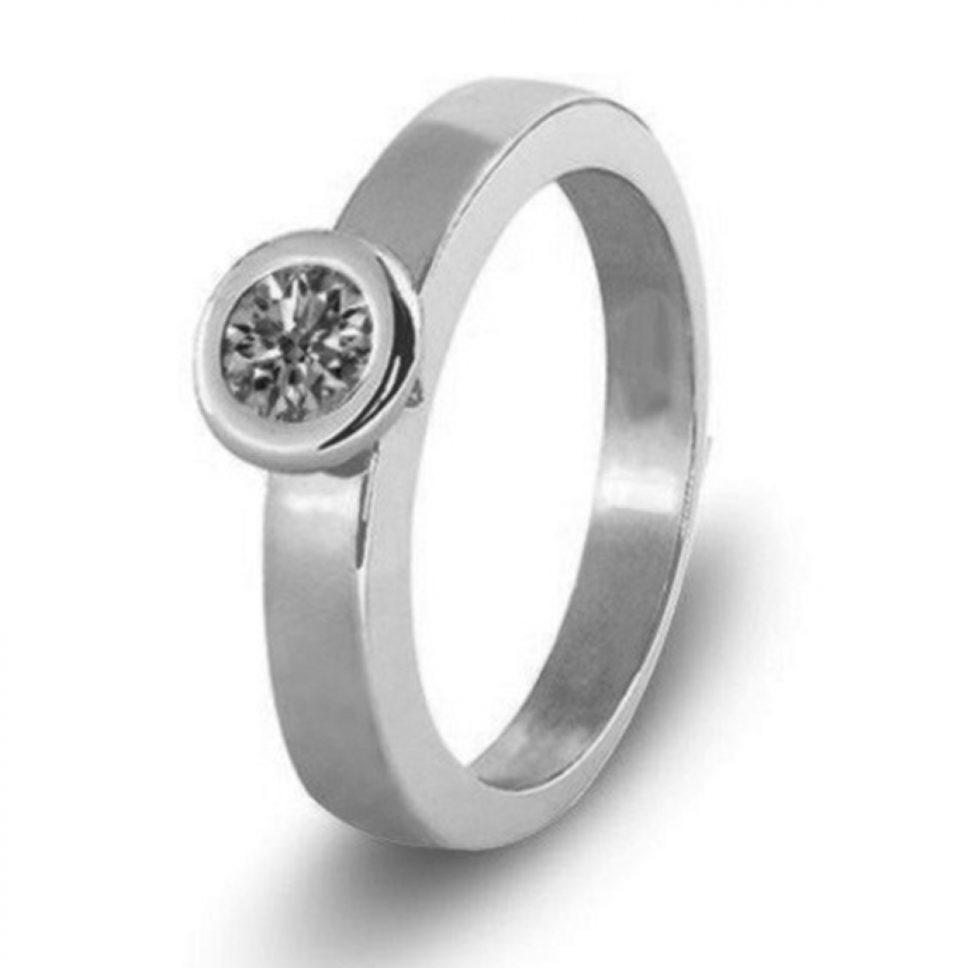 Witgouden solitair ring met as in diamant, herinneringsdiamant 6021W