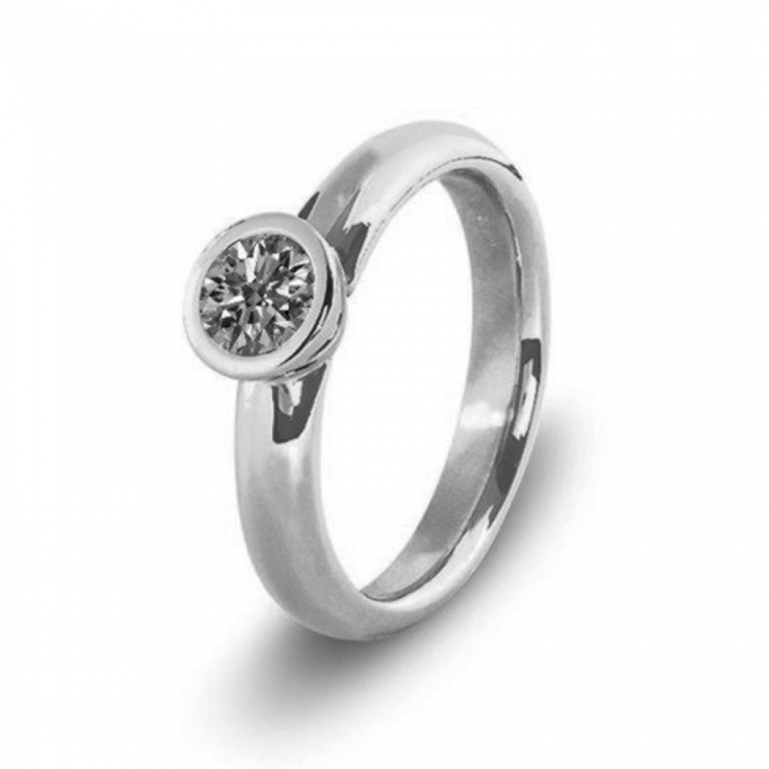 Witgouden solitair ring met as in diamant, herinneringsdiamant 6023W