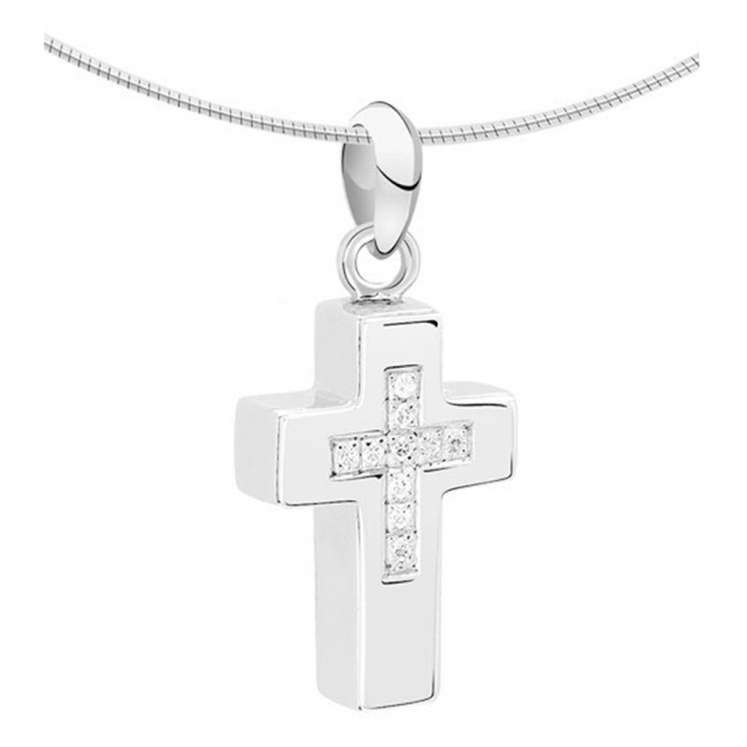 Zilveren kruis ashanger met zirkonia 1031Z