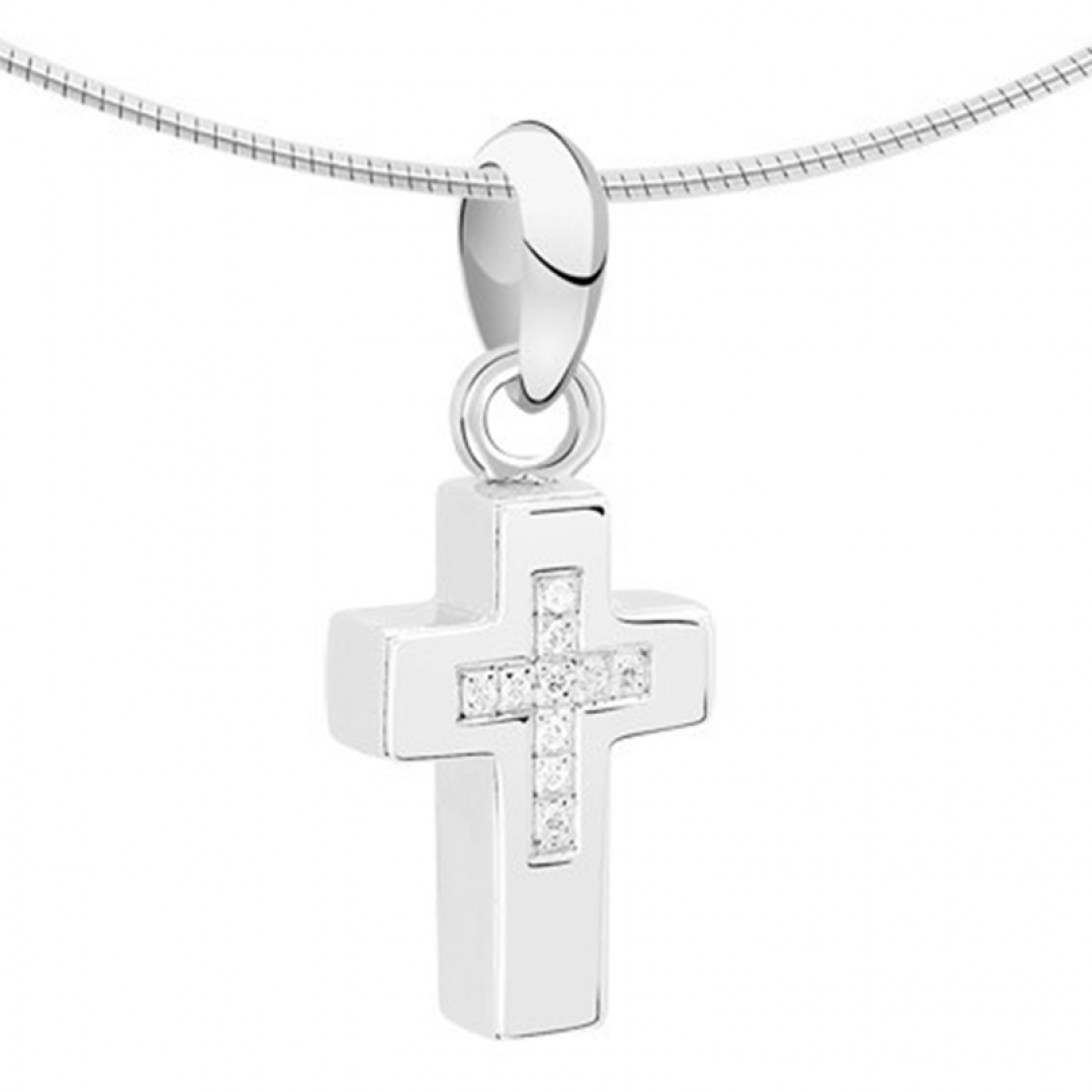 Zilveren kruis ashanger met zirkonia 1036Z