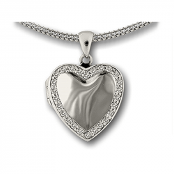 Zilveren as en foto hanger hart zirkonia AH048}