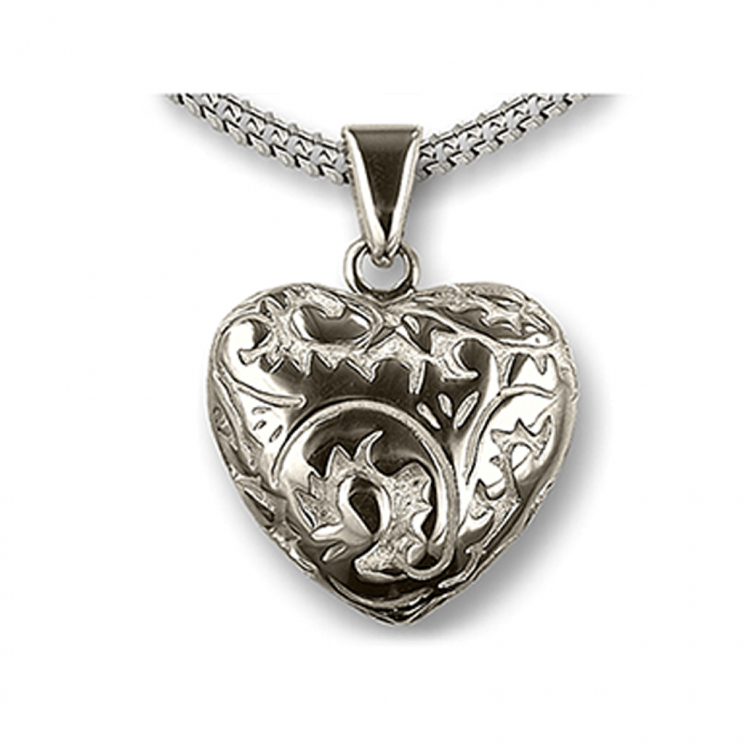 Bewerkt zilveren ashanger hart AH069