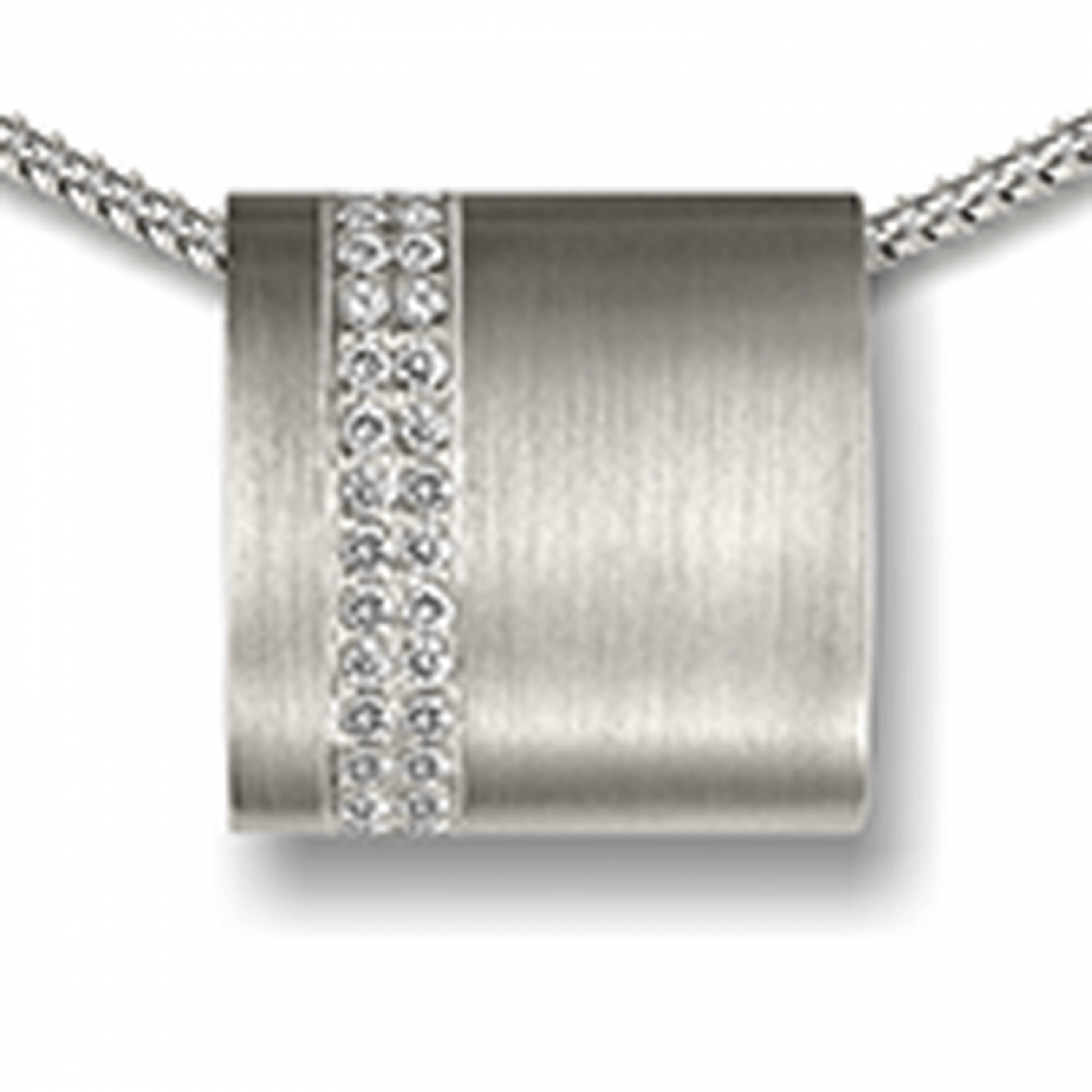 Zware rechthoekige hanger zilver met zirkonia AH091