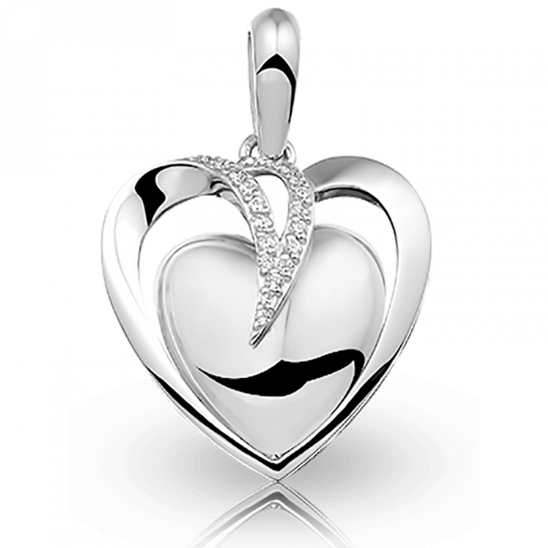 Hartvormige zilveren ashanger met zirkonia's 110 S
