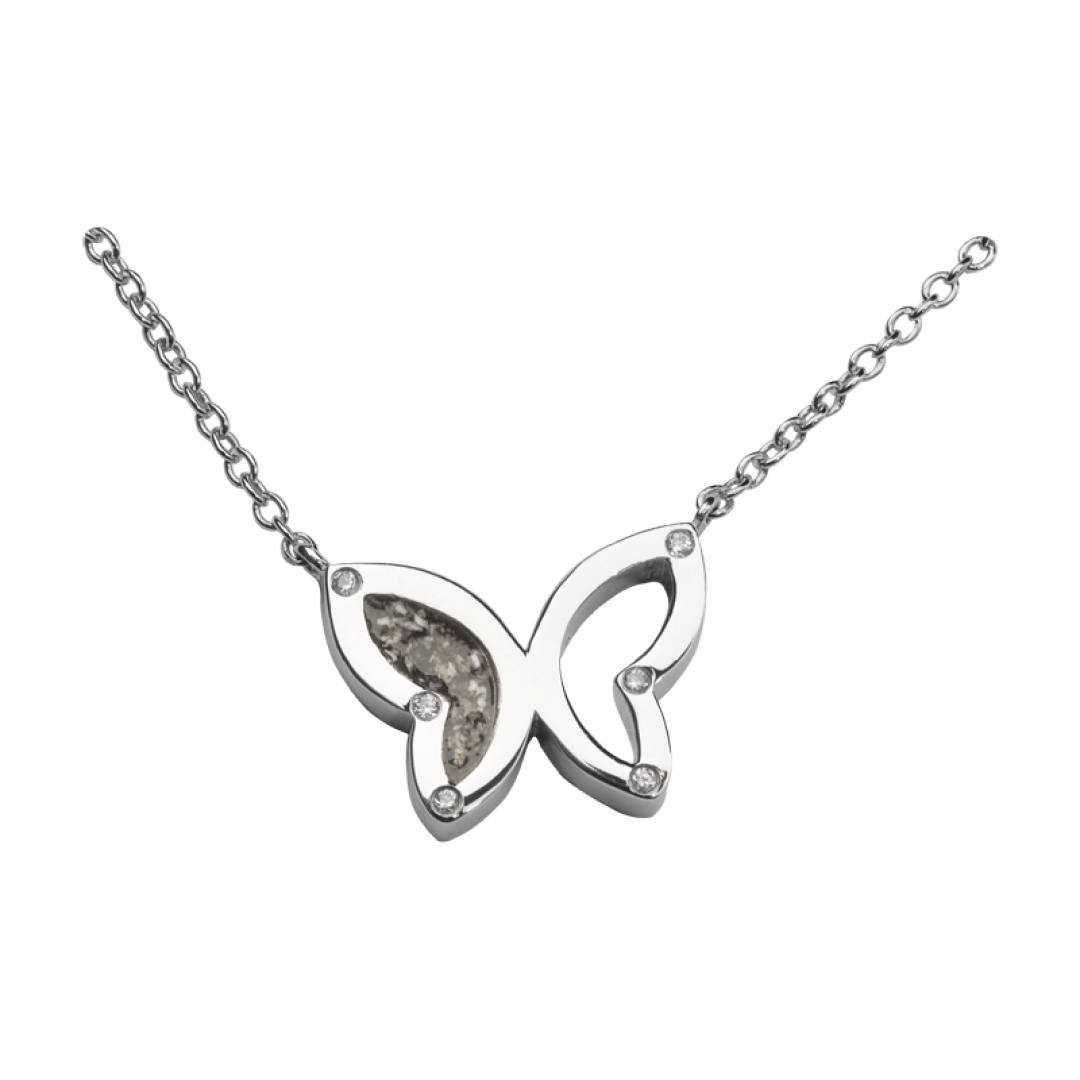 Zilveren vlindervormige ashanger met zirkonia's - 606 S