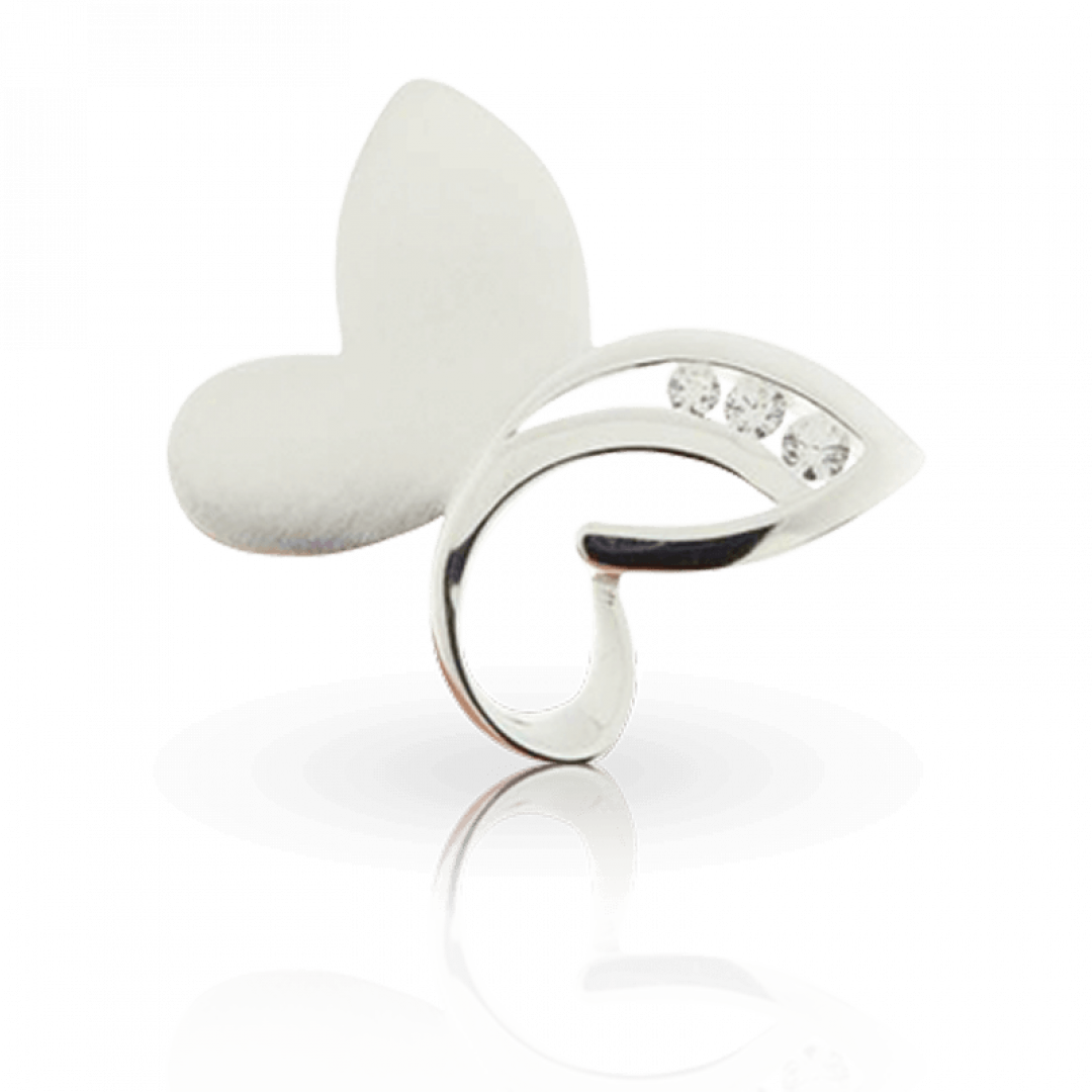 Zilveren ashanger vlinder zirkonia - RL 005