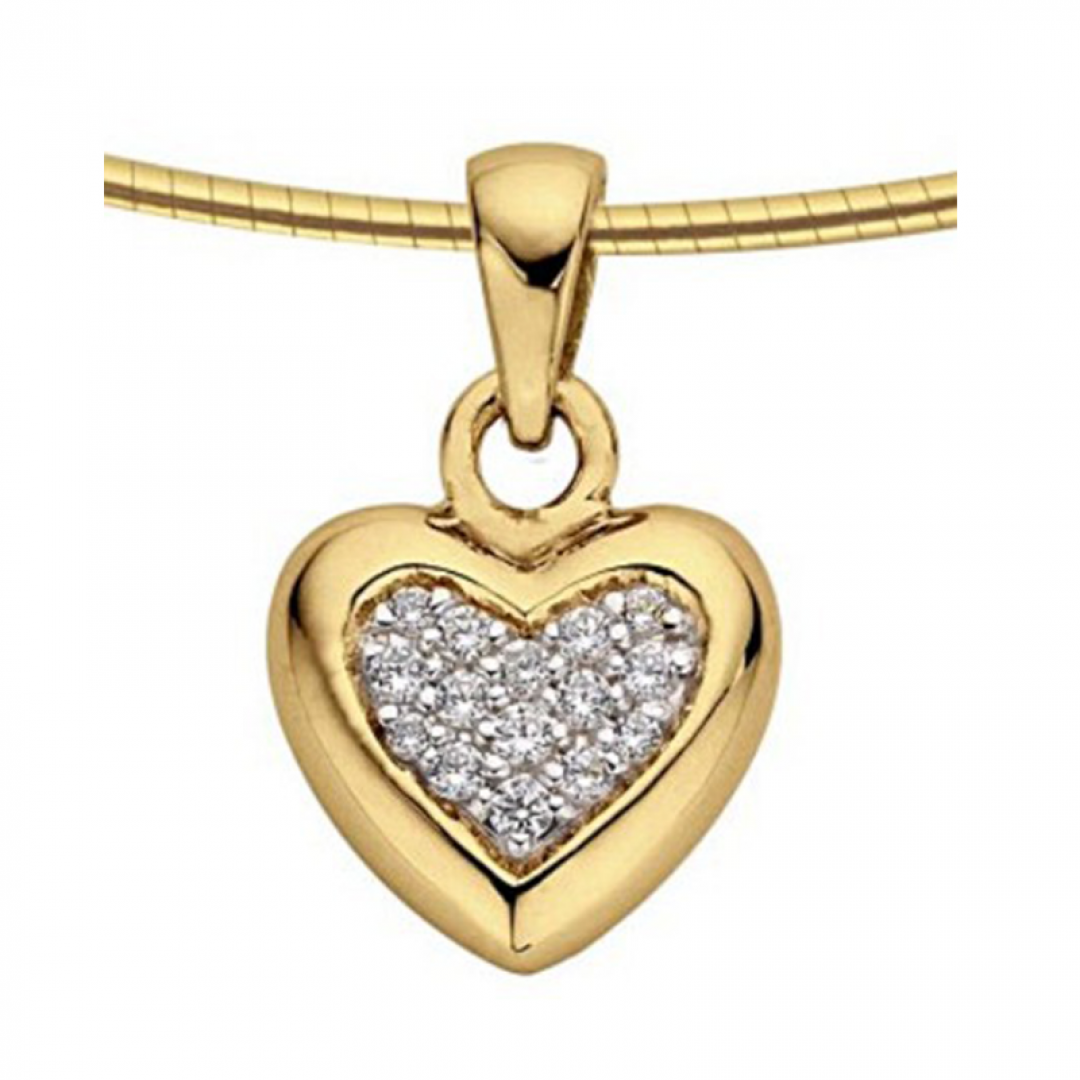 gouden hart ashanger met diamant 1261G middel