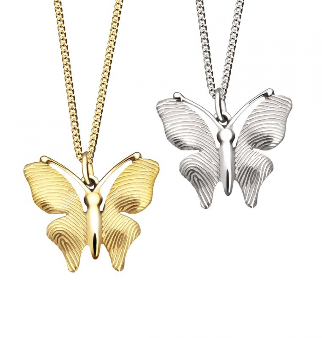 Gouden hanger vlinder  voor vingerafdruk 739