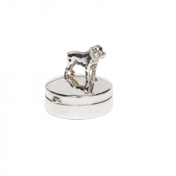 Ronde zilveren mini urn met hond - 506 SB}