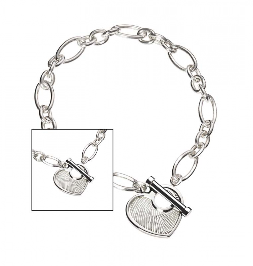 Zilveren schakelarmband met zilveren hart sluiting voor vingerafdruk 751