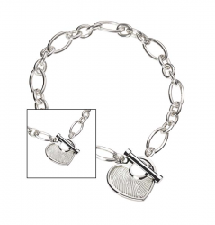 Zilveren schakelarmband met zilveren hart sluiting voor vingerafdruk 751}