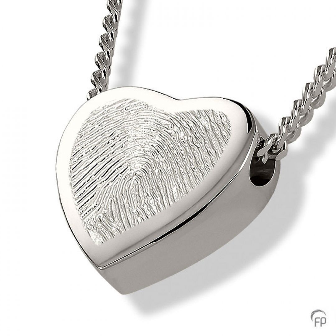 Zilveren hanger hart modern met vingerafdruk AH053FP