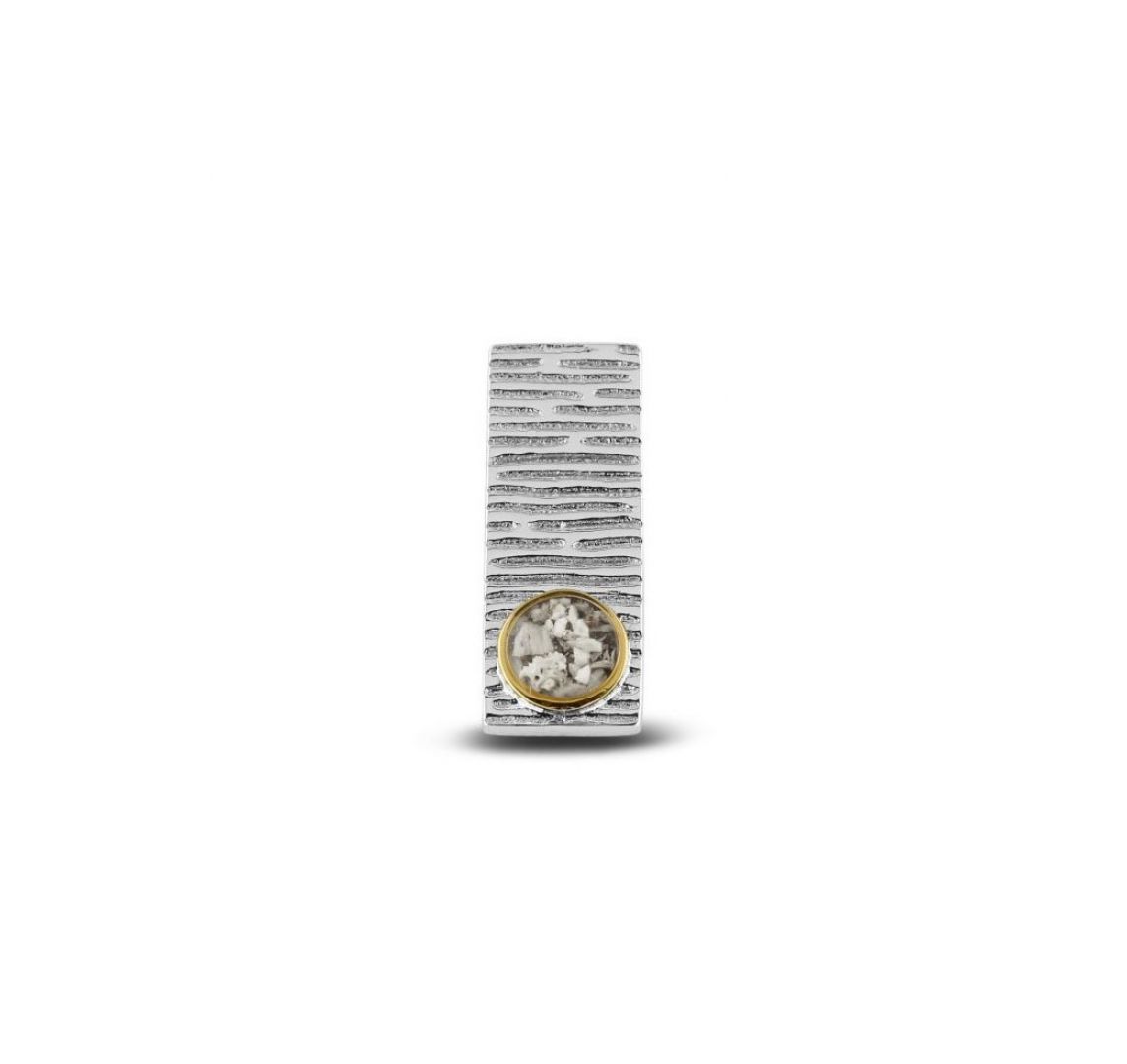 Zilveren hars hanger met 14 krt geelgouden rand 228 SY