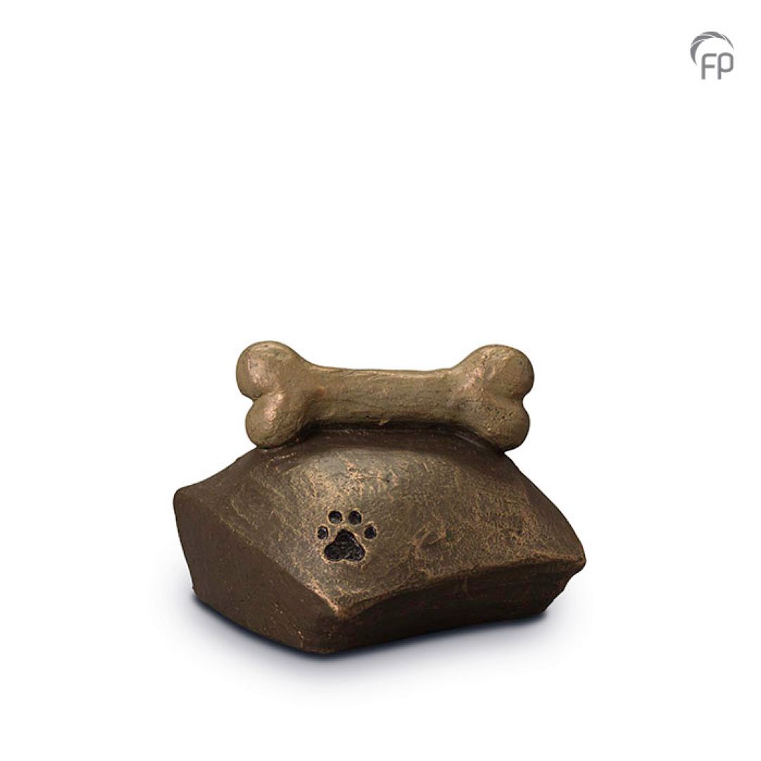 Keramische dieren art urn met bronzen afwerking UGK202
