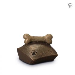 Keramische dieren art urn met bronzen afwerking UGK202}