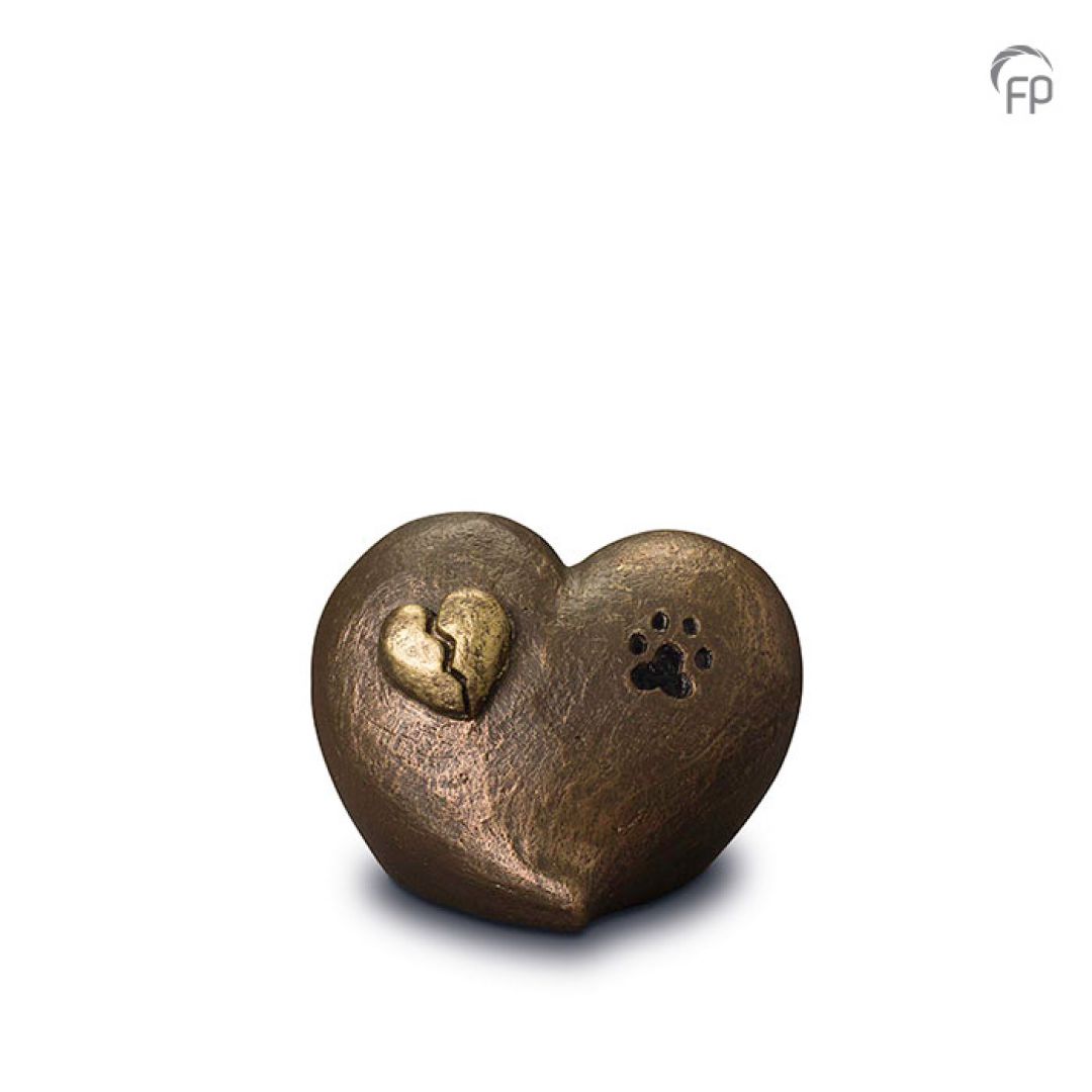 Keramische dieren art urn met bronzen afwerking UGK203