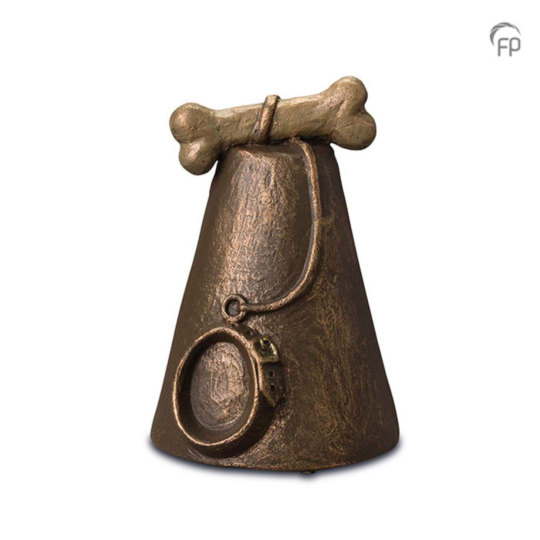 Keramische dieren art urn met bronzen afwerking UGK206