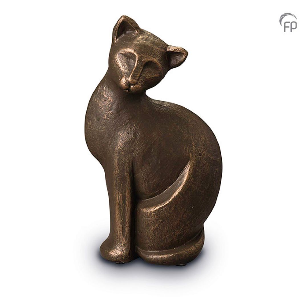 Versterker streepje Vervelen Keramische dieren art urn met bronzen afwerking UGK209