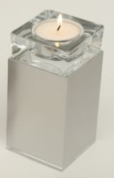 Waxinelichthouder mini urn metaal Square satijn 120mm 2536