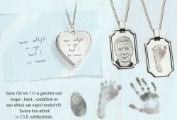 Zilveren plaatmedaillon hart voor vingerafdruk 702