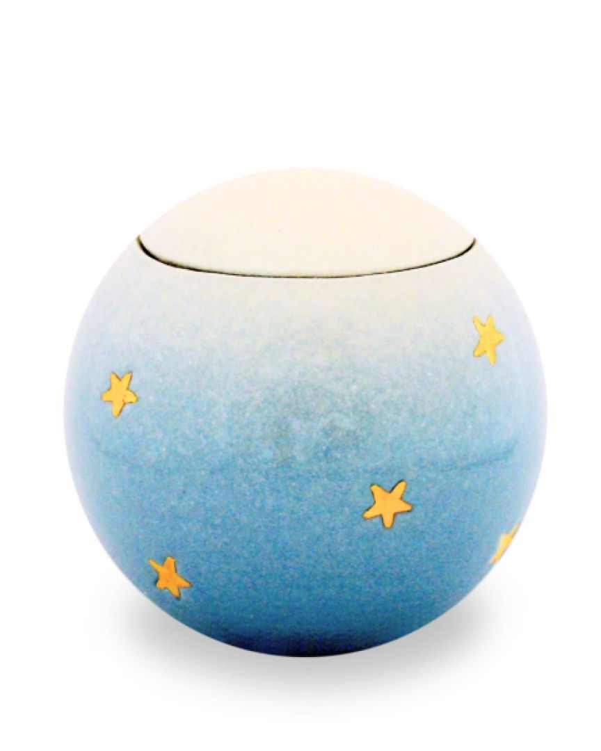 Keramiek baby urn met gouden sterren KLU08-10-1
