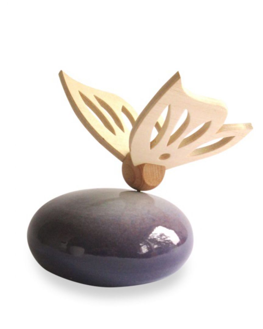 Keramiek mini urn met houten vlinder RSMU13-12-1