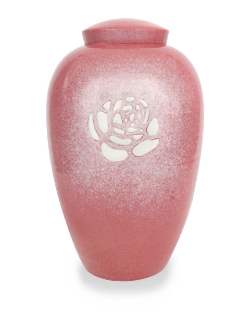 Keramiek urn met roos UV08-9-1