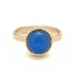 Gouden ring blauw agaat TB-RG-AGB}