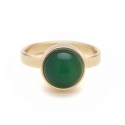 Gouden ring groen agaat TB-RG-AGG}