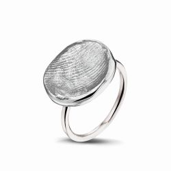 Zilveren ring met zilveren vingerafdruk - 407s}