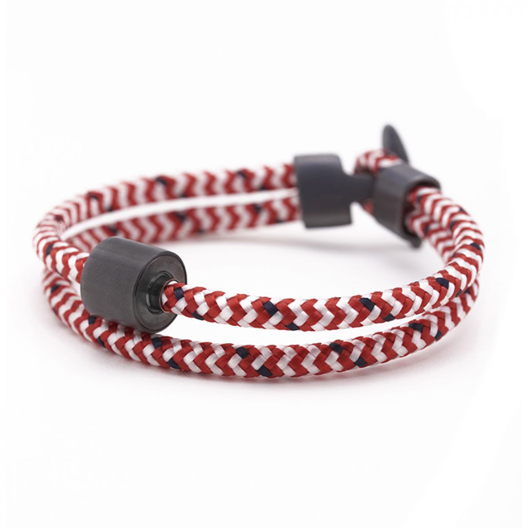 Heren armband koord rood en wit black edition TB-BE-BC8