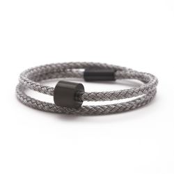 Heren armband staal zilver black edition TB-BE-BSS}
