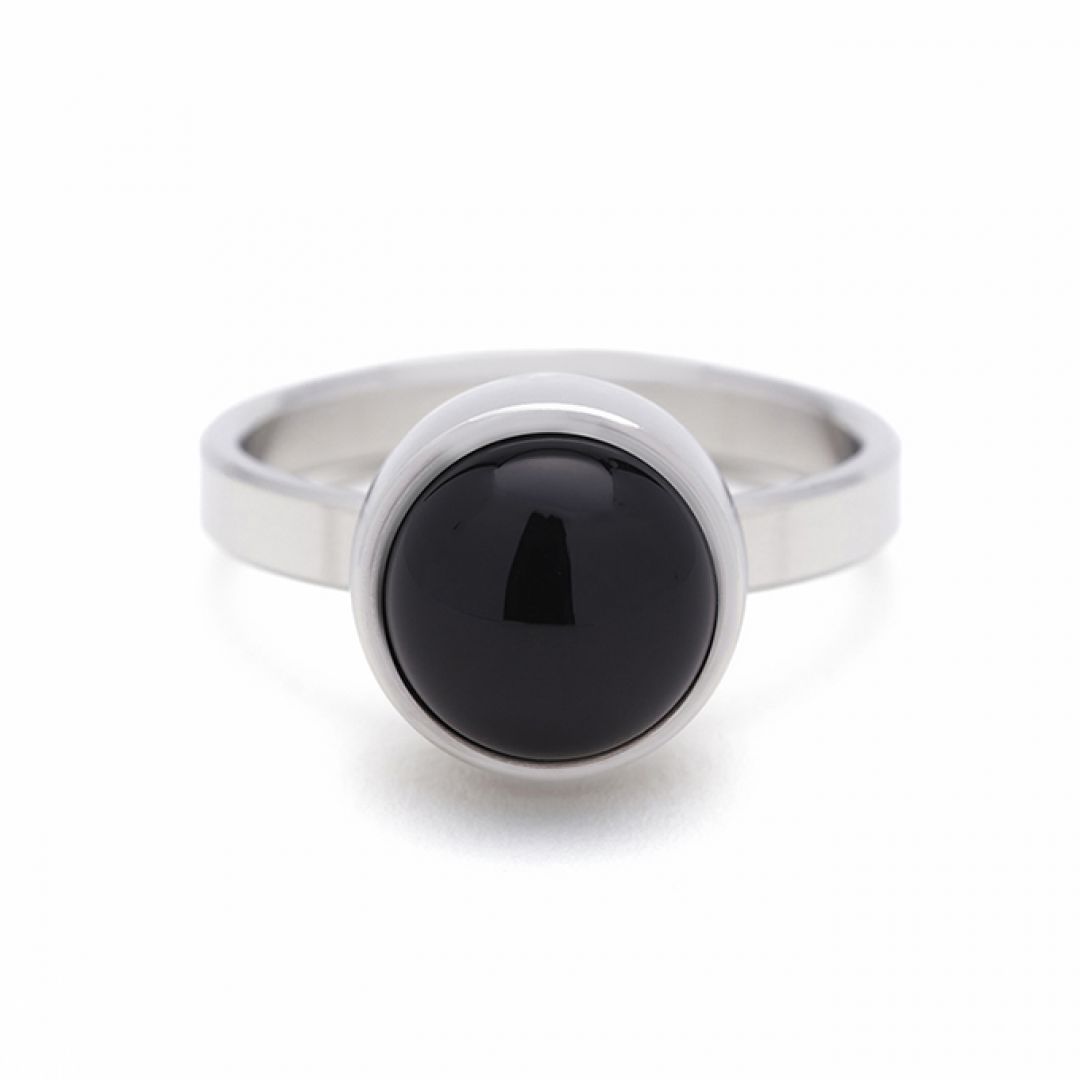 Stalen ring zwart onyx TB-RS-ONB