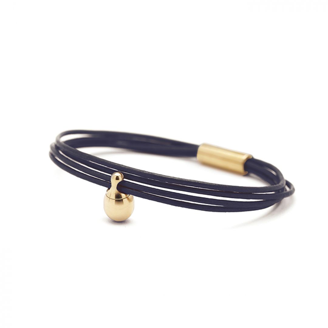 Dames gouden charm armband donkerblauw TB-CLG12